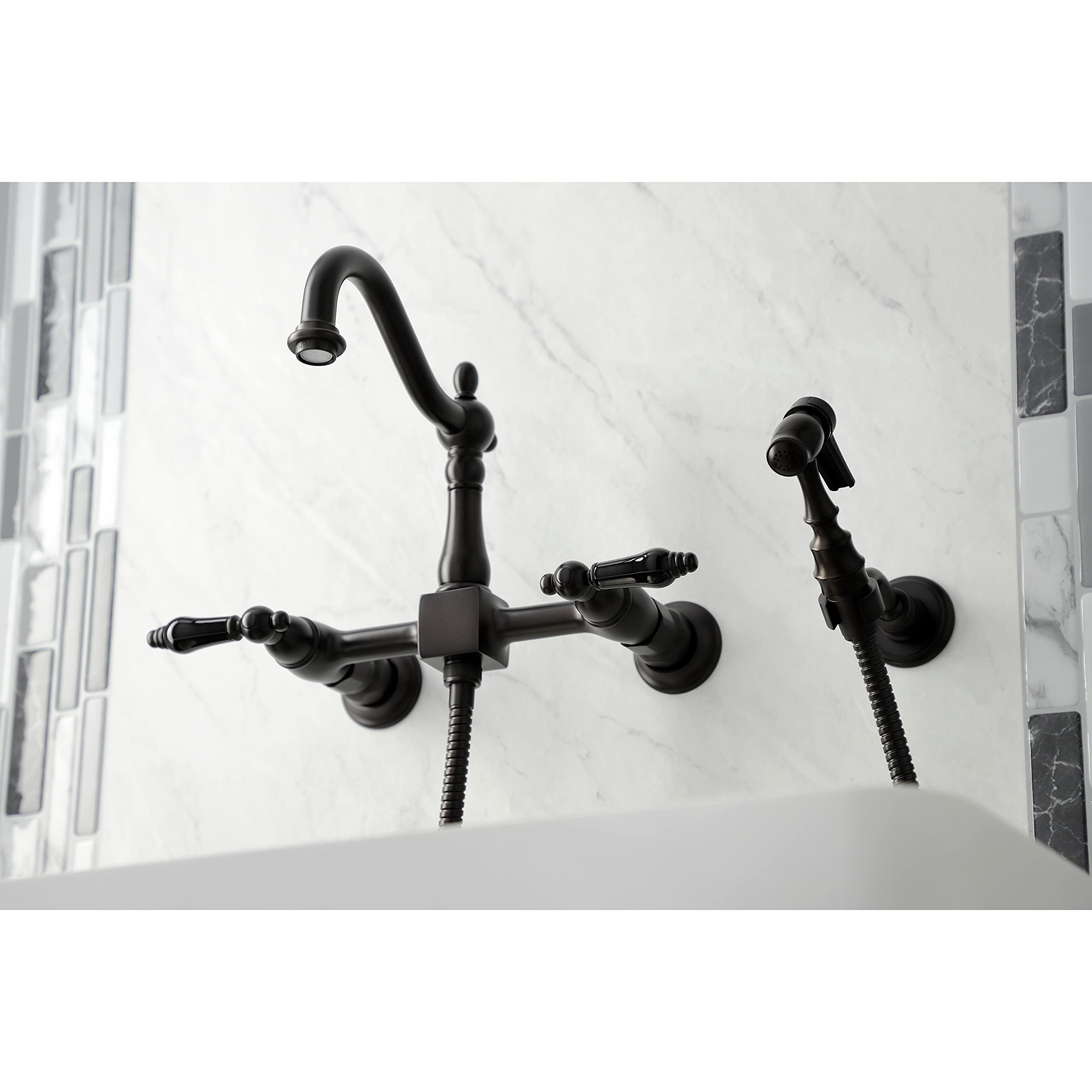 Kingston Brass KS1265PKLBS Duchess Bridge Kitchen Faucet in Oil Rubbed Bronze - Perfect for Farmhouse, Traditional & Vintage Style Kitchens
