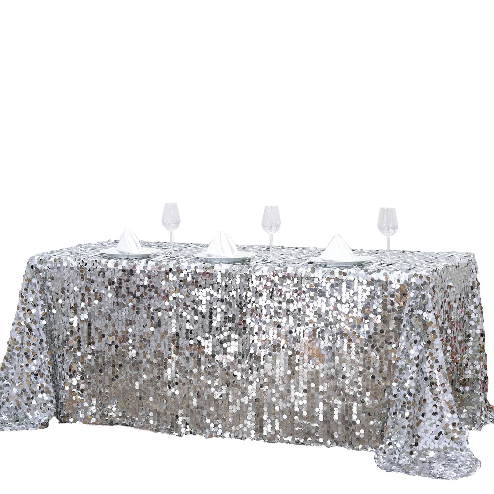 90x132 Inch Large Payette Sequin Rectangular Tablecloth - Glamorous Dining Table Cover for Weddings, Parties & Holiday Decorations