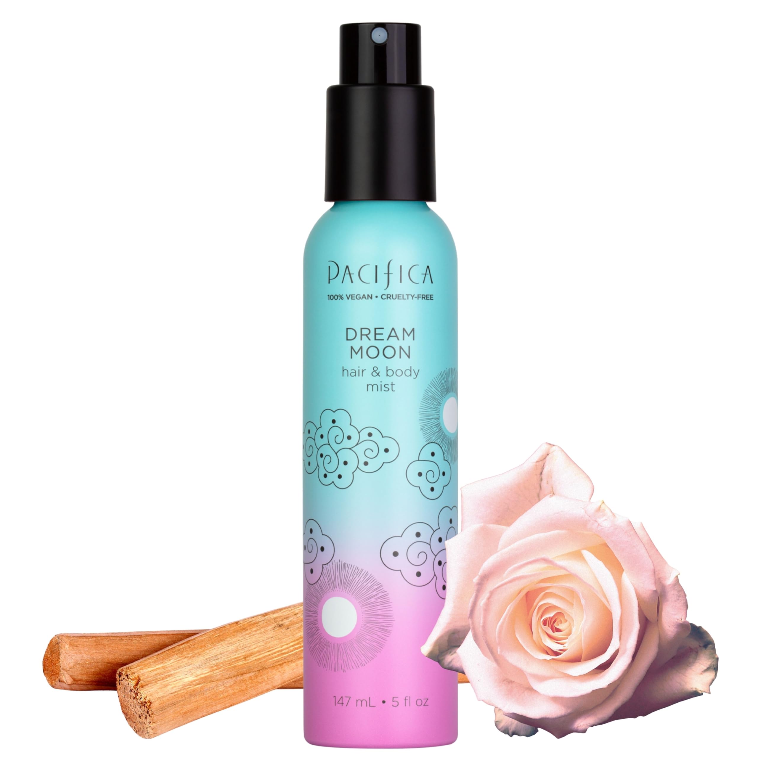 Pacifica Dream Moon Hair & Body Fragrance Spray - Bergamot, Pear, Pink Rose, Coconut, Vanilla, Sandalwood & Patchouli Scent | Alcohol-Free, Vegan, Cruelty-Free Perfume Mist (5 oz) - Perfect for Date Nights, Special Occasions & Everyday Wear