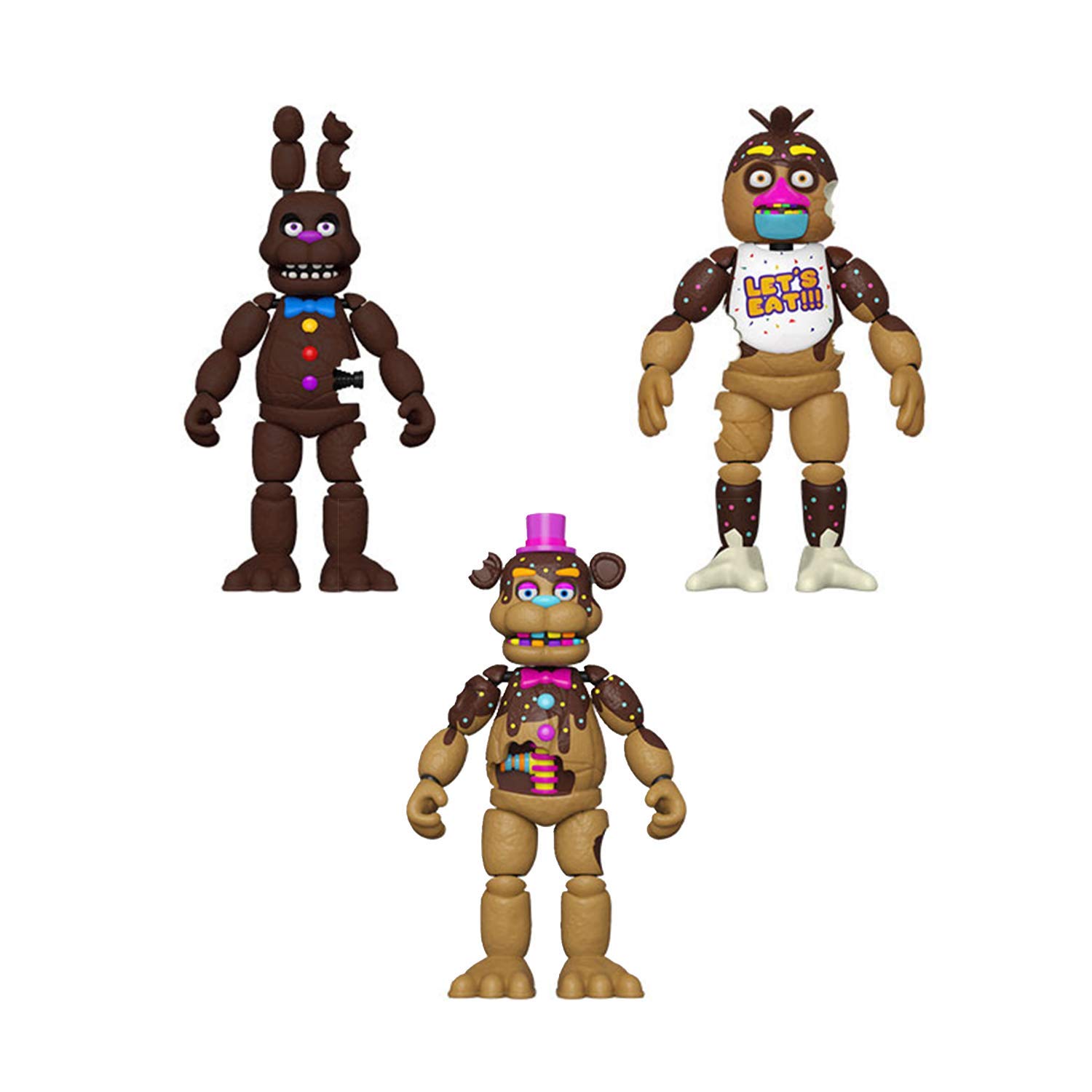 Funko Five Nights at Freddy's (FNAF) Chocolate Action Figure Set - Bonnie, Chica & Freddy Collectible Toys | Perfect for Horror Game Fans, Birthday Gifts & Display Collection