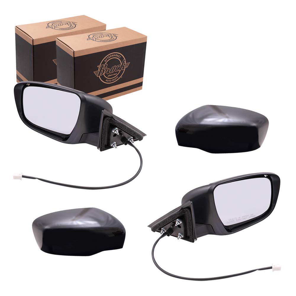 2014-2020 Nissan Rogue Power Side Mirror Set - Driver Left & Passenger Right Replacement, Black Paint-to-Match, Non-Heated (No Signal/Camera) - Perfect for Parking Safety & Urban Driving