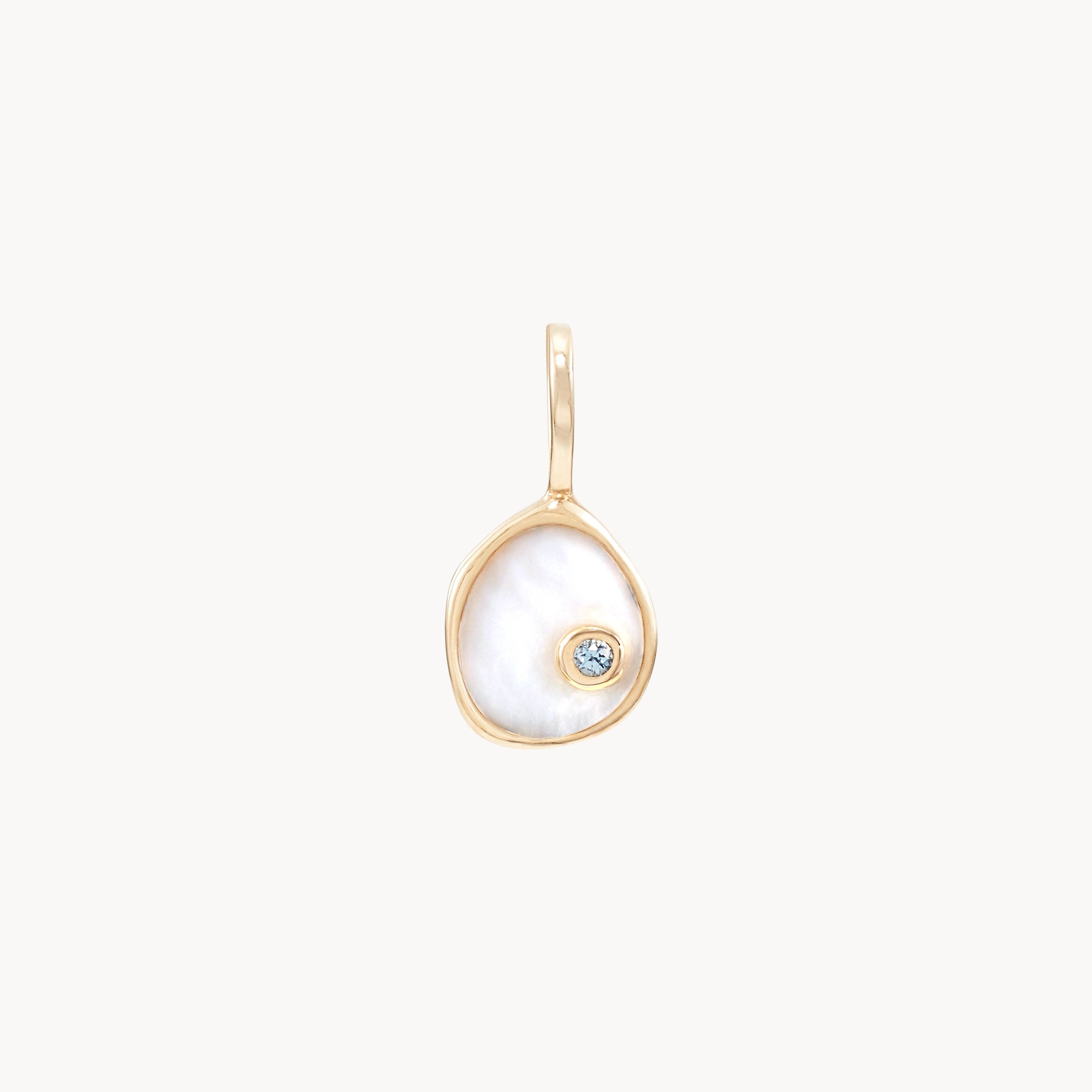 10K Yellow Gold Small Water Element Charm with Gemstones - Perfect for Necklaces, Bracelets & Boho Jewelry Making