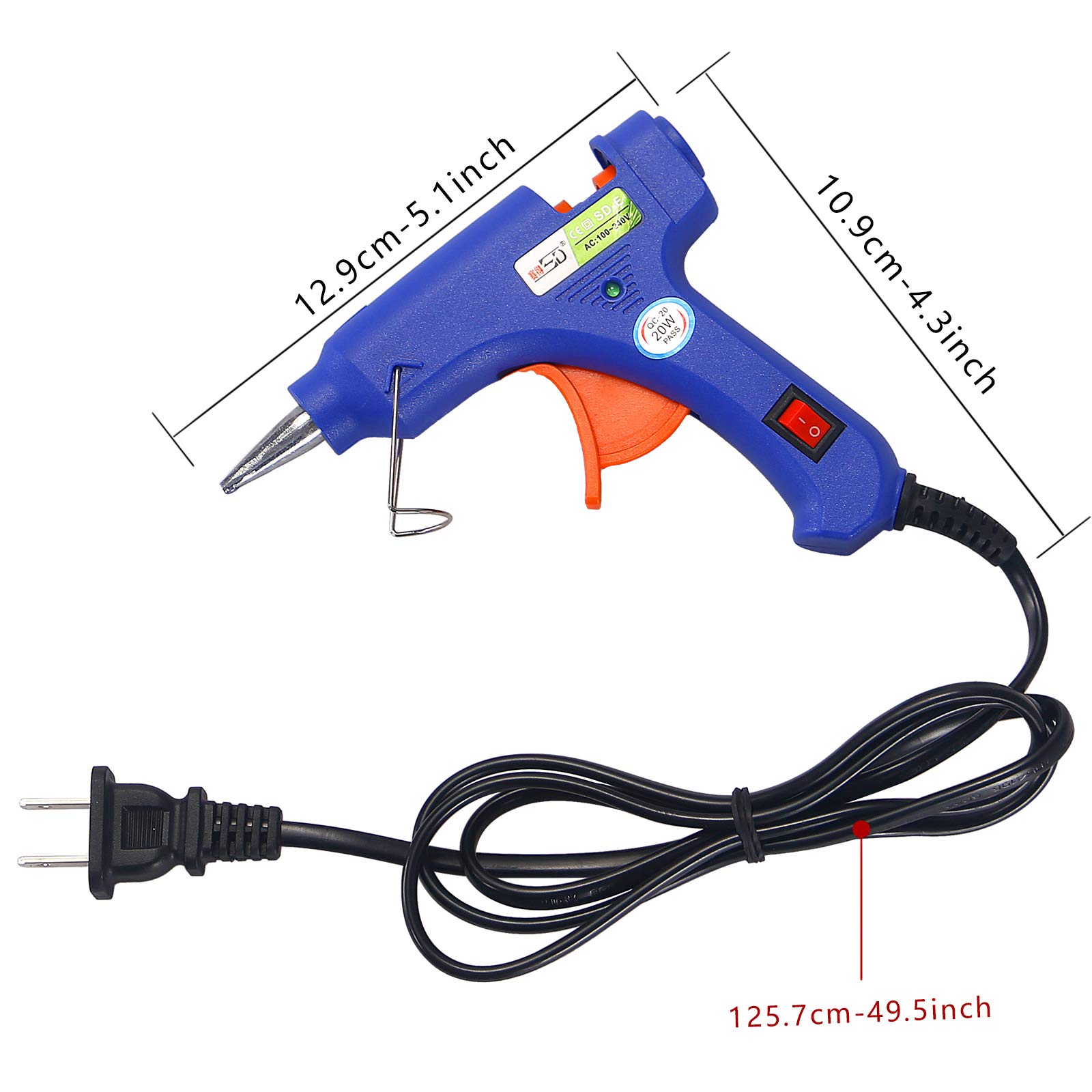 Hot Melt Glue Gun Kit with 20 Glue Sticks & 20 Wood Craft Sticks - Mini Craft Glue Gun with Hardshell Case for DIY, School Projects, Home Decor, Jewelry Making & Scrapbooking