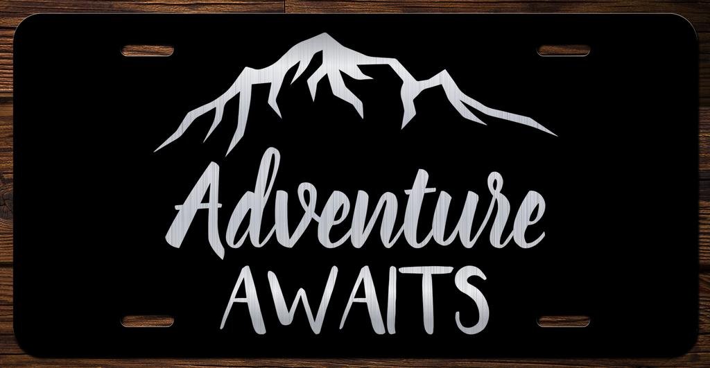 Outdoor Camping Hiking Mountain Adventure Etched Vanity License Plate - Perfect for Jeep Wrangler, Truck & RV Customization | Trail Exploration & Off-Road Enthusiasts