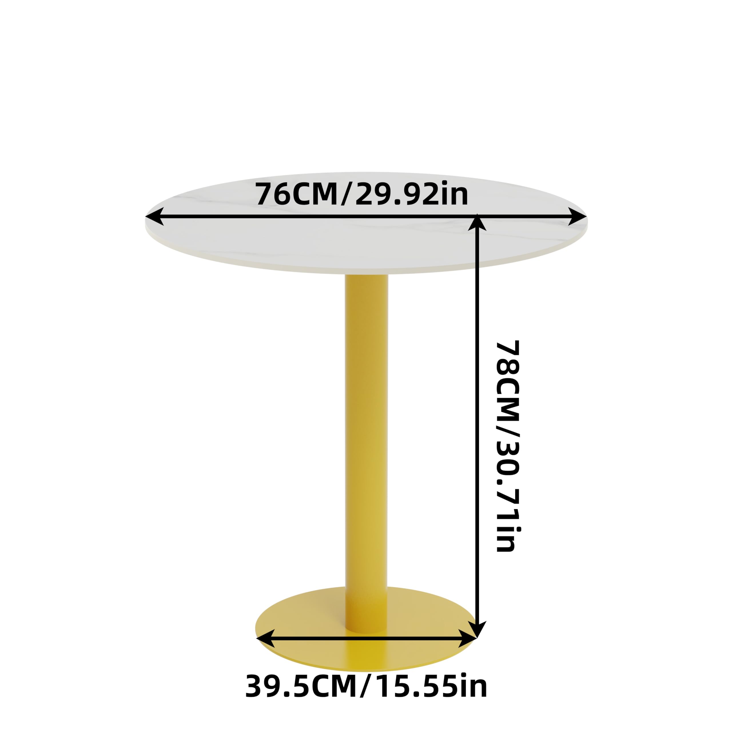 Wisfor Sintered Stone Dining Table - 30 Inch Round Modern Coffee Table for Living Room, Bar Height (30.7