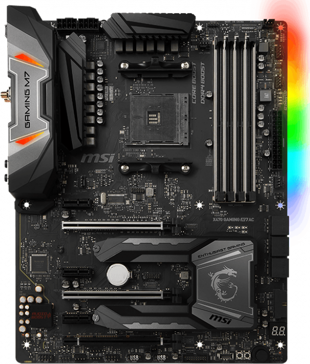 MSI X470 Gaming M7 AC Motherboard - AMD Ryzen AM4 ATX with WiFi, RGB Lighting & High-Speed Connectivity for PC Gaming, Streaming & Content Creation