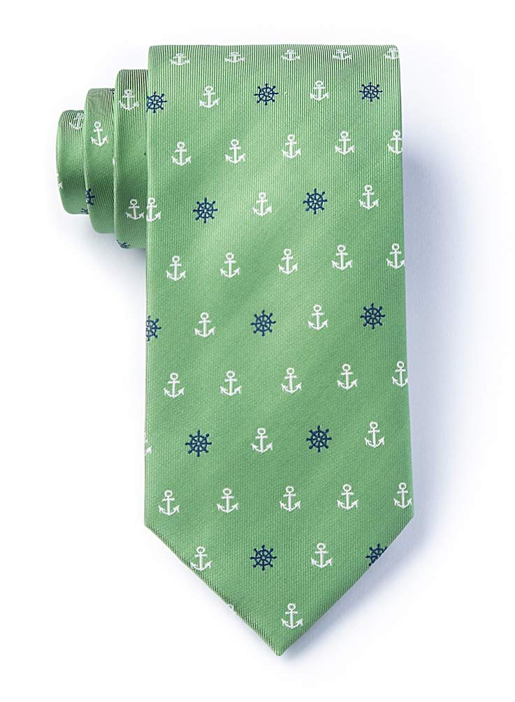 Premium Anchors & Ships Wheels Tie - Nautical Themed Necktie for Men - Perfect for Sailing Enthusiasts, Navy Parties & Maritime Events