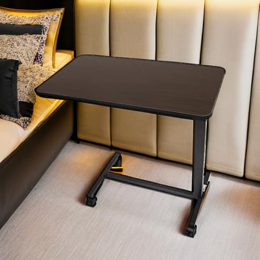 Adjustable Carex Hospital Bed Table with Wheels - Overbed Laptop Table for Recliner, Bed, and Sofa - Portable Computer Desk for Home, Office, and Hospital Use