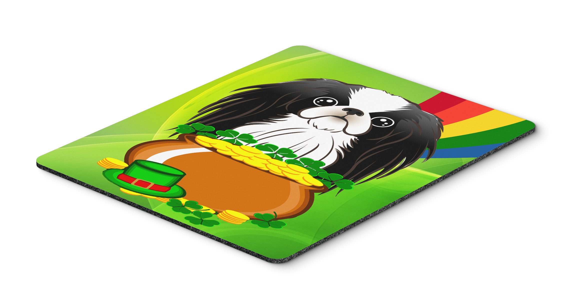 Japanese Chin St. Patrick's Day Mouse Pad - Large Washable Non-Slip Desk Mat for Home Office, Gaming & Computer Work | Cute Dog-Themed Mousepad & Hot Pad Trivet for Kitchen & Workspace