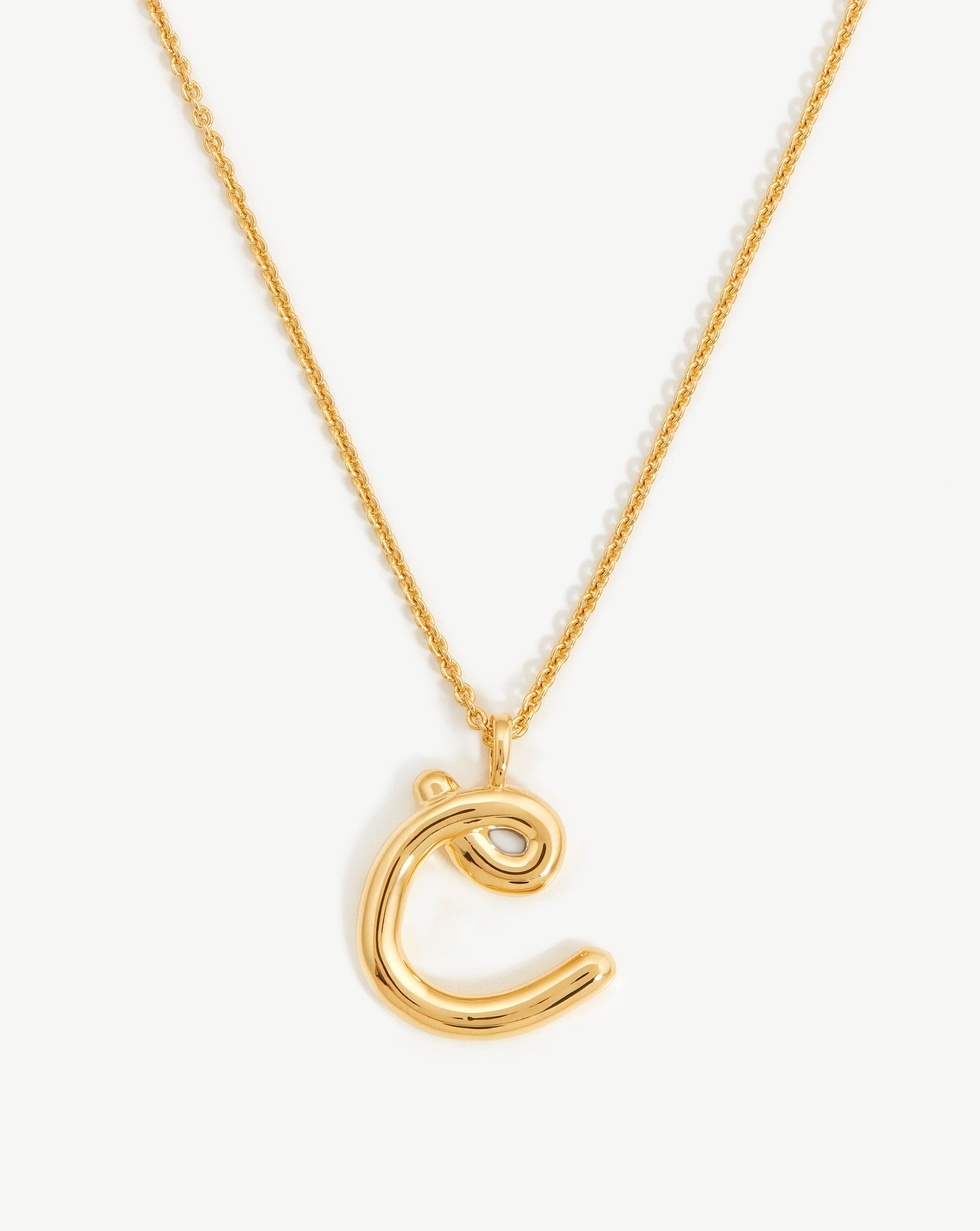 Personalized Initial Pendant Necklace - 18K Gold Vermeil Curly Molten Letter Charm | Elegant Layering Jewelry for Women, Perfect Gift for Birthday, Anniversary & Valentine's Day