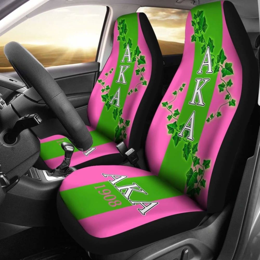 Premium African Print Car Seat Covers - Alpha Kappa Alpha Ivy Leaf Design (105905) - Stylish Protection for Cars, SUVs & Trucks - Perfect for Sorority Events, Road Trips & Daily Commutes