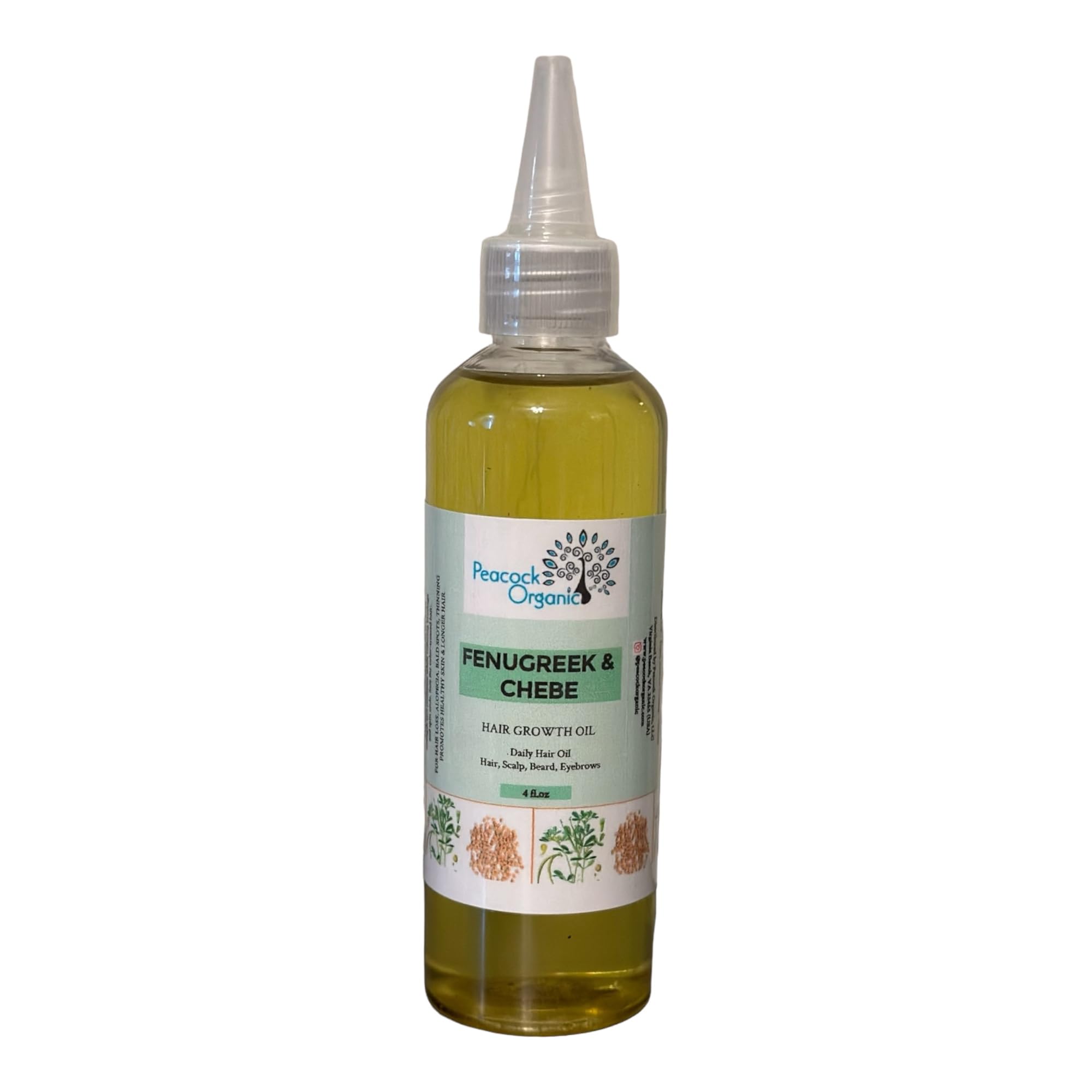Organic Fenugreek & Chebe Hair Growth Oil - Natural Herbal Treatment for Hair, Beard & Edges - Repair Weak & Damaged Hair | Stimulates Growth & Promotes Scalp Health - 4 fl oz - Perfect for Daily Hair Care & Styling Routine