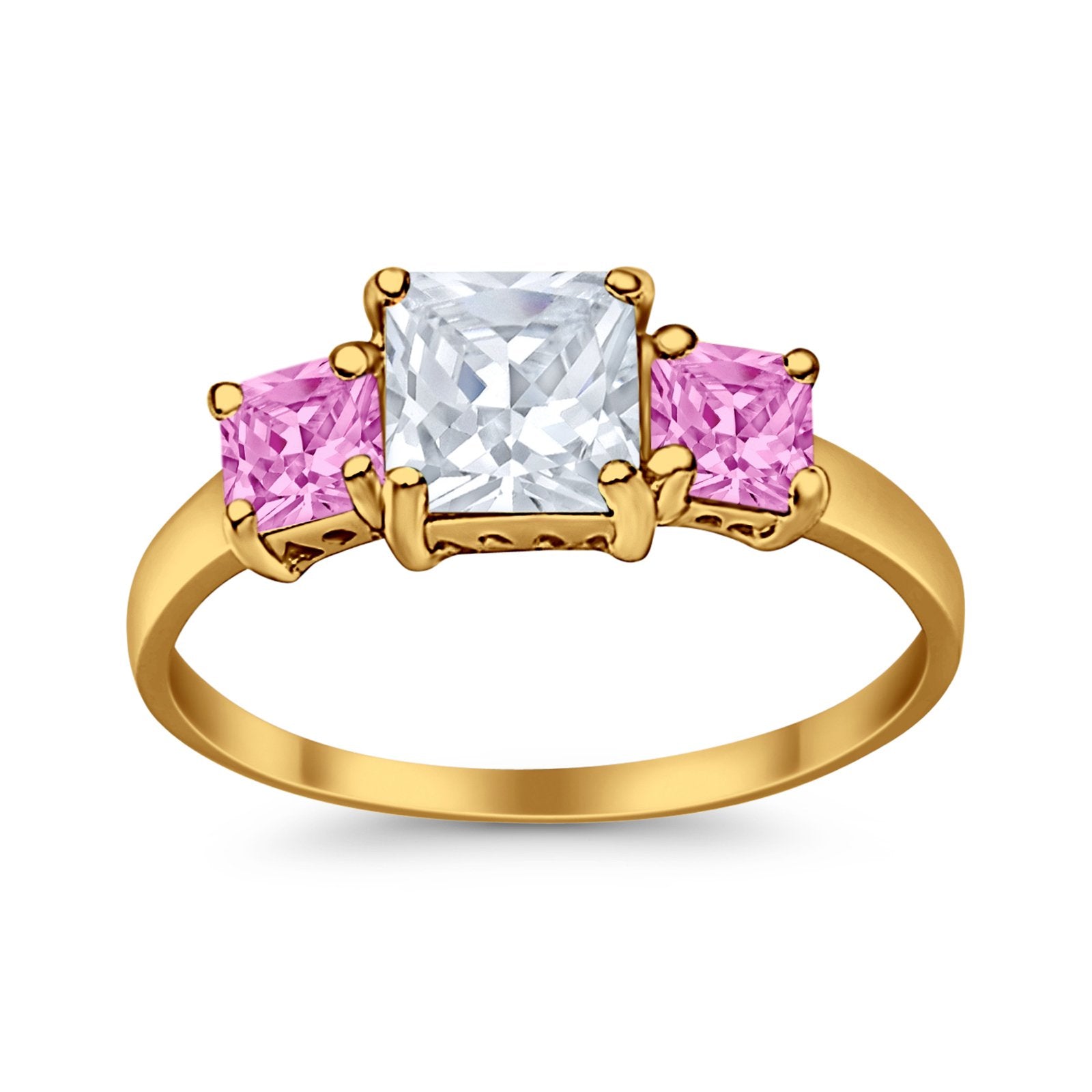 3 Stone Princess Cut Cubic Zirconia Ring - 925 Sterling Silver Fashion Jewelry for Women - Perfect for Weddings, Parties & Special Occasions