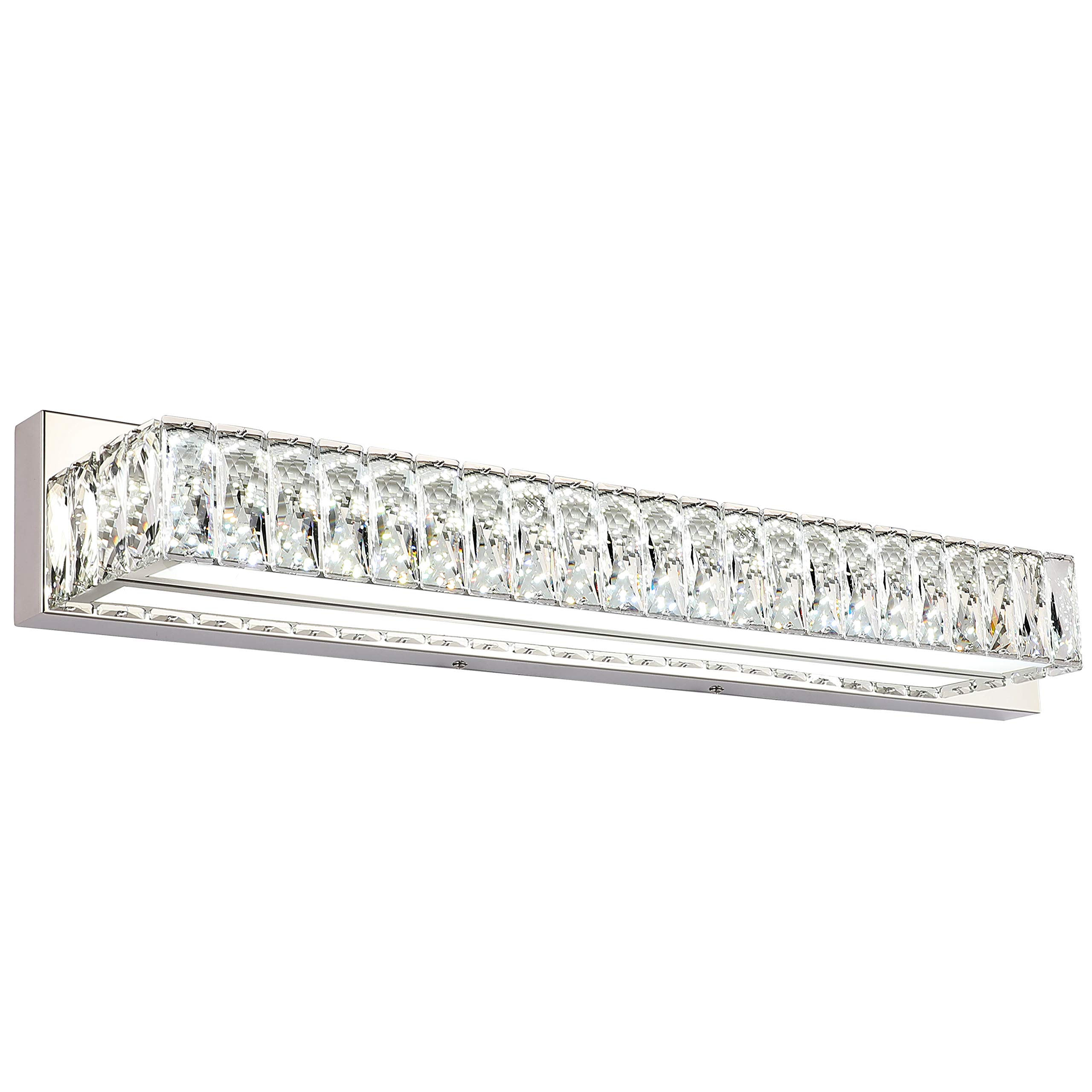 ZUZITO 30 Inch Modern Bathroom Vanity Light - Crystal Chrome LED Mirror Light Fixture, 6000K White Light (29.5-30 Inches) for Bathroom, Powder Room & Dressing Room Makeup Lighting