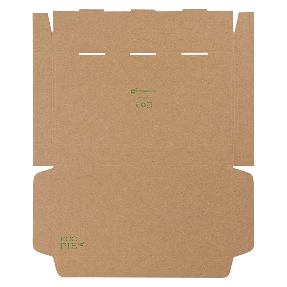 Eco-Friendly 15 x 7 x 1.5 Inch Flatbread Takeaway Boxes - 50 Pack Corrugated Pizza Boxes with E-Flute Design & Tab-Lock System | Kraft & Green Paper Disposable Food Containers for Restaurants, Catering & Delivery Services