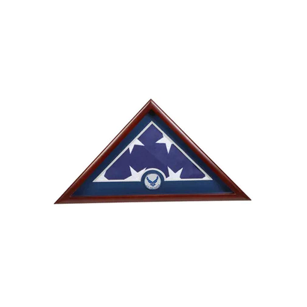 Flags Connections US Flag Display Case with Aim High Air Force Medallion - Premium American Flag Shadow Box for Military Veterans, Patriotic Home Decor & Office Display