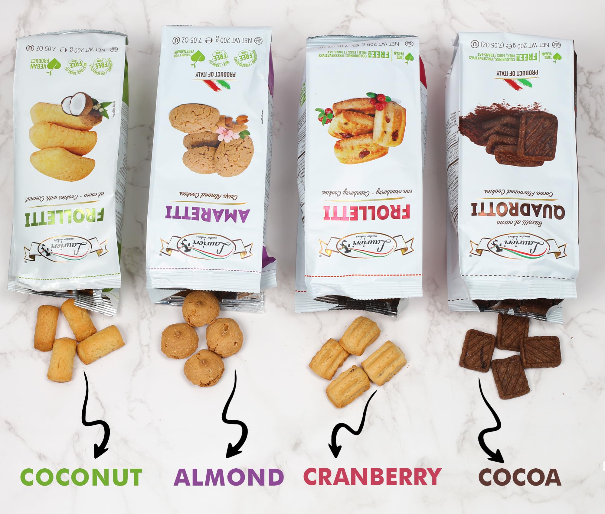 Italian Cookie Gift Basket - 4 Pack Assorted Flavors for Gifting & Snacking