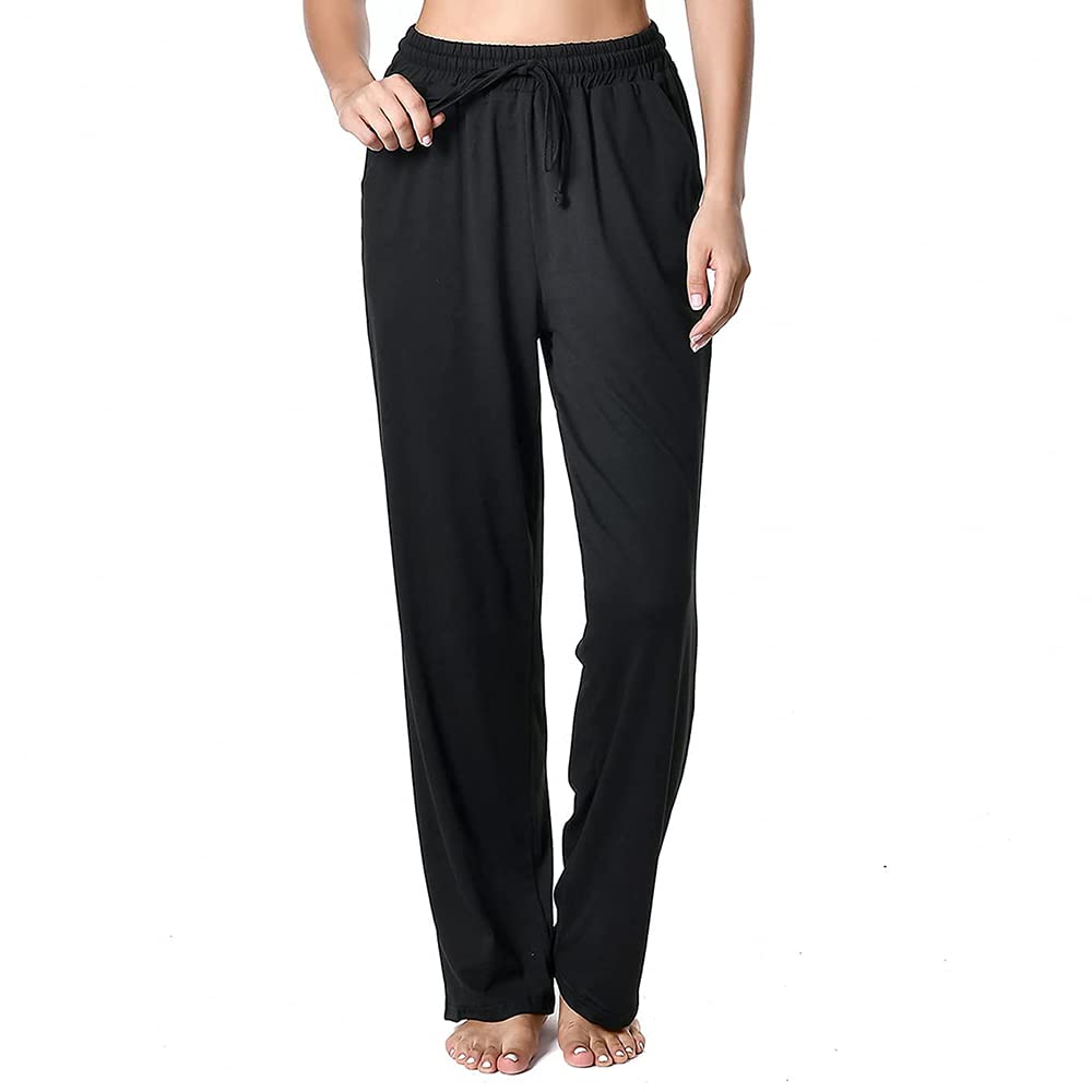 Women's Comfy Wide Leg Yoga Sweatpants with Drawstring & Pockets - Loose Lounge Pants for Yoga, Workout, Travel and Home Relaxation