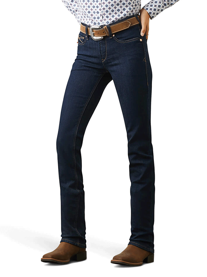 Ariat Women's REAL Perfect Rise Ella Straight Jean in Rinse Wash - Comfortable & Stylish Denim for Work, Riding & Casual Wear
