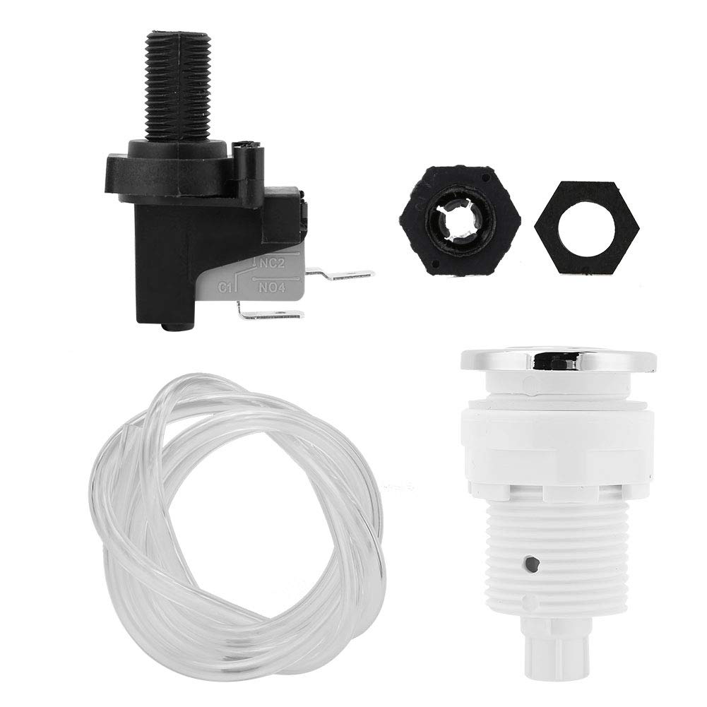 Self-Locking Air Pressure Switch Button for Bathtub Waste - Micro Switch with Air Hose - Ideal for Bathroom Drainage and Garbage Disposal Systems