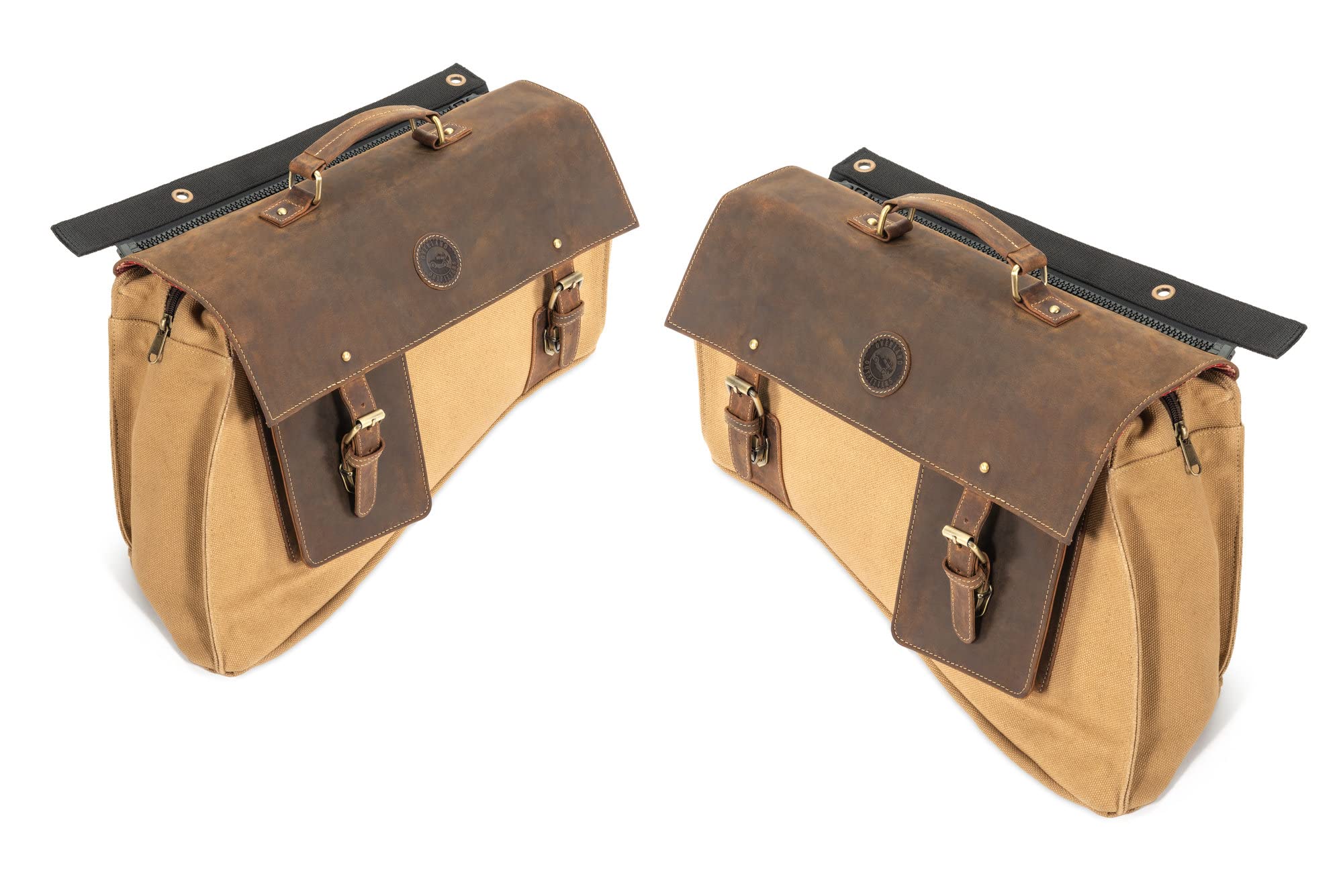 Premium Leather & Canvas Sherpa Saddle Bags (Pair of 2) for Jeep Wrangler JK 2007-2018 - Over Fender Cargo Storage Organizer - Durable Gear & Tools Bag in Tan - Perfect for Off-Road Adventures & Camping Trips