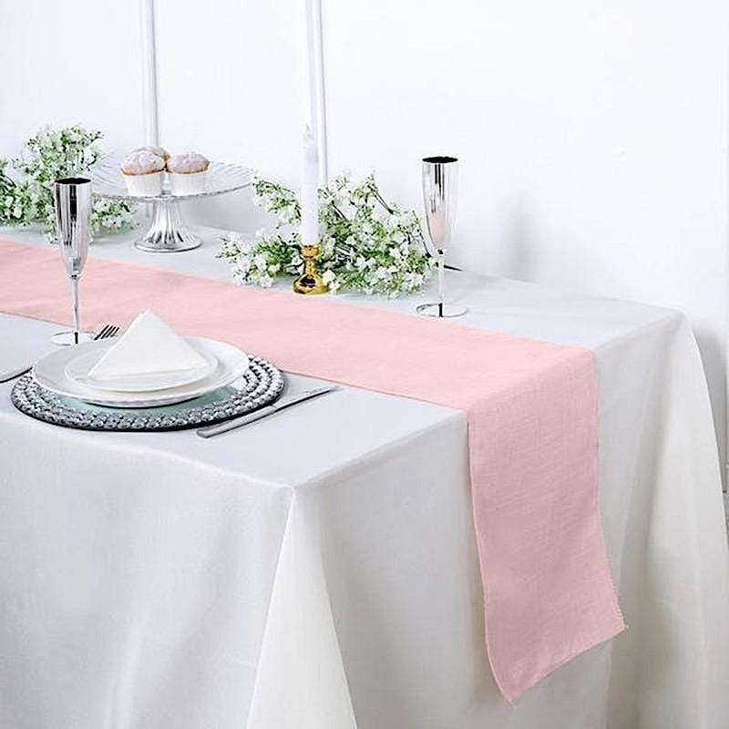 12x108 Inch Premium Faux Burlap Polyester Table Runner - Elegant Dining Decor for Weddings, Parties & Holiday Tablescapes