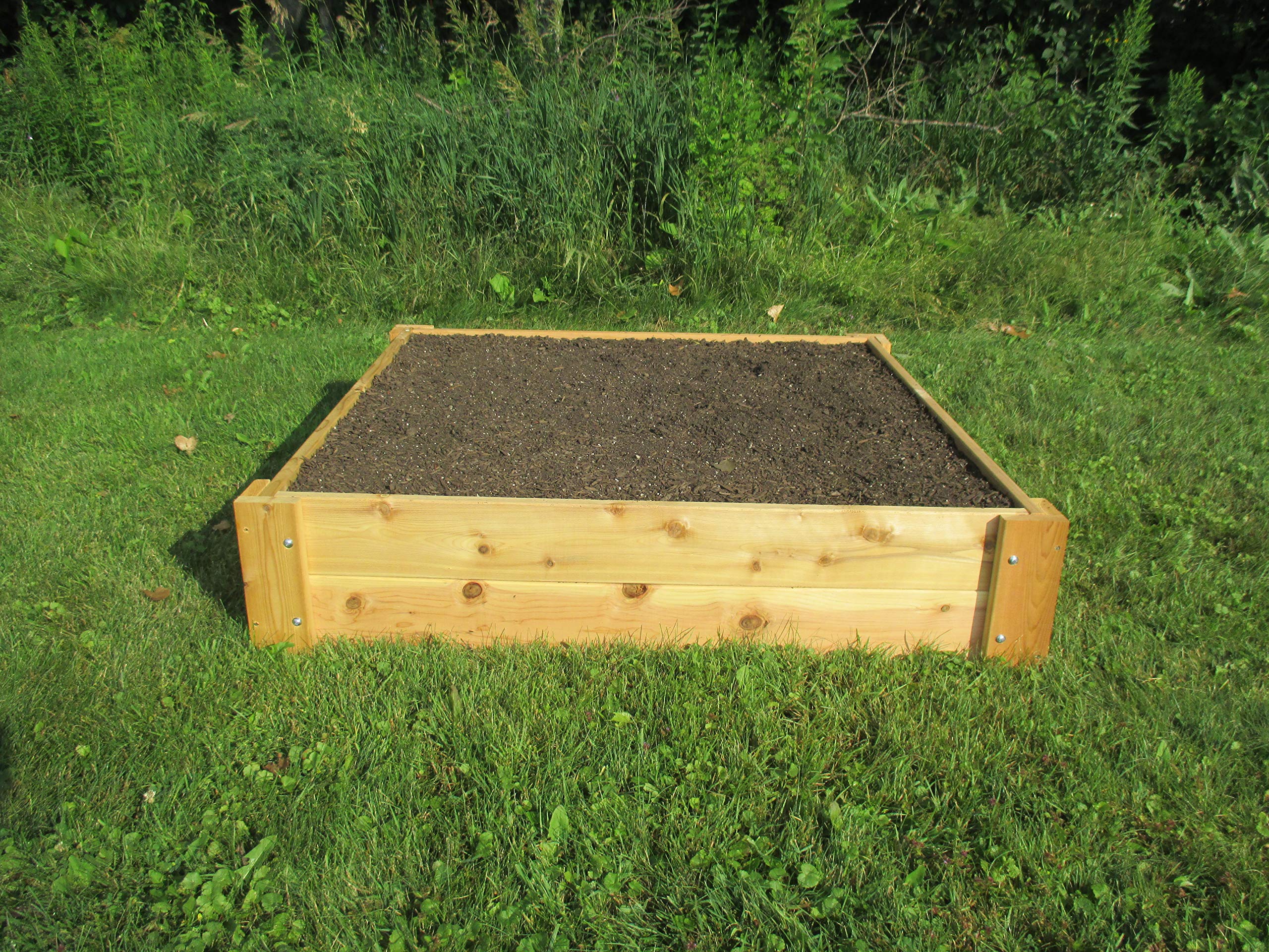 Premium Cedar Raised Garden Bed Kit - 1 Inch Thick Natural Wood (4x4x11 Inches) for Outdoor Gardening, Vegetables, Flowers & Landscaping - Durable & Eco-Friendly Backyard Planter Box