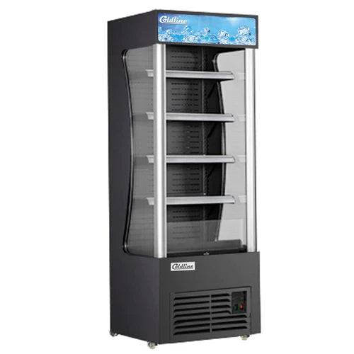 Coldline AOC 28B 28-Inch Black Open Air Refrigerated Display Merchandiser - Perfect for Supermarkets, Convenience Stores, and Delis