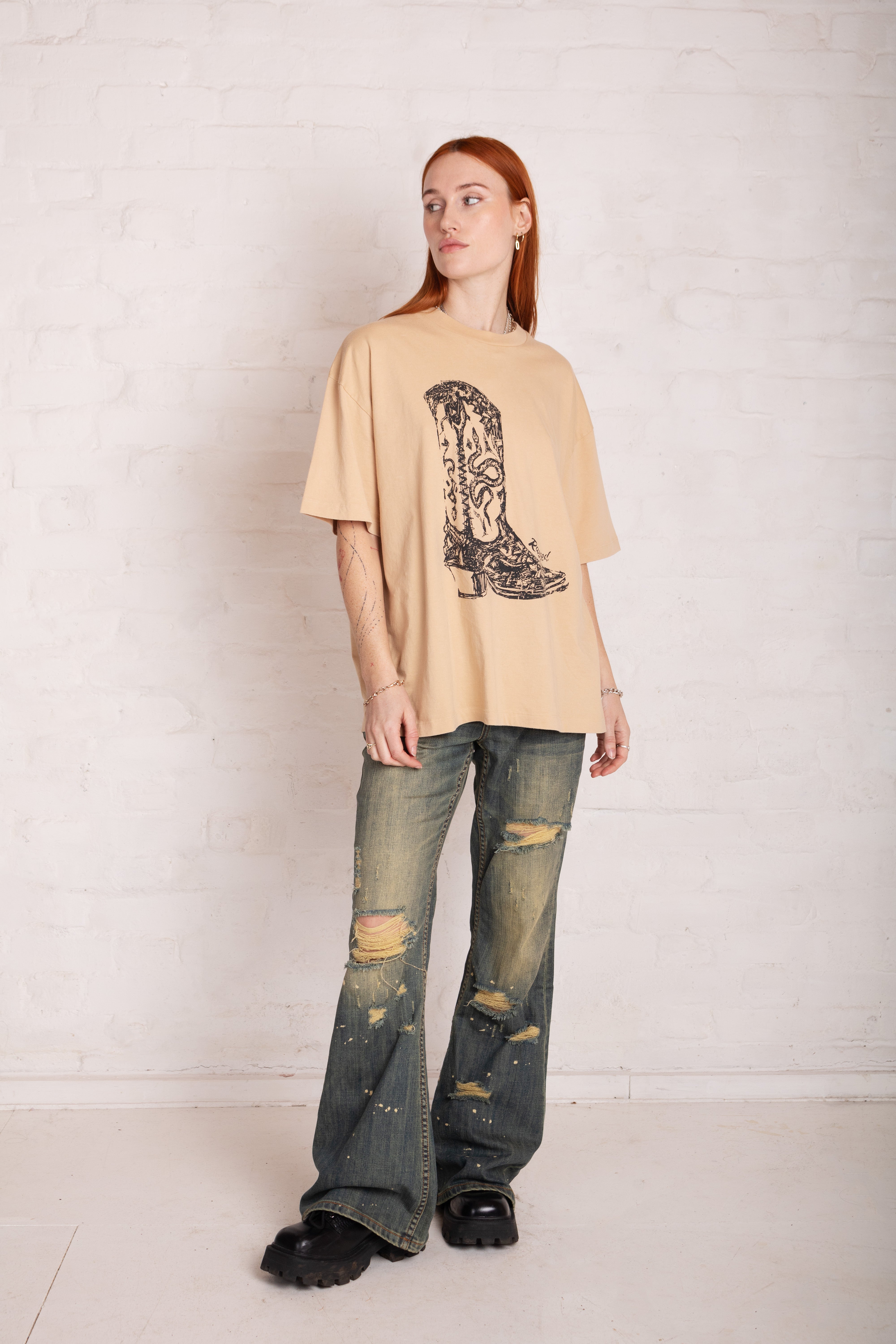 Tough Cowboy Boot Graphic Tee - Vintage Western Style Cotton T-Shirt for Men & Women - Perfect for Country Concerts, Rodeos & Casual Outfits