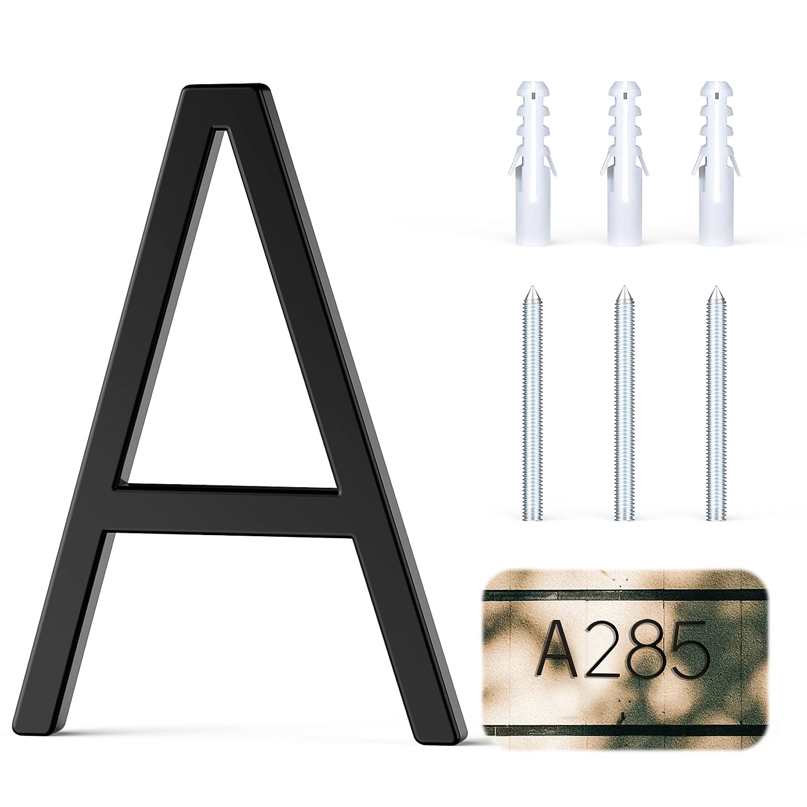 5 Inch Modern Christmas House Numbers - Zinc Alloy Address Plaque with Nail Kit & Installation Guide - Perfect for Mailbox, Front Door, and Holiday Home Decor (Number A)