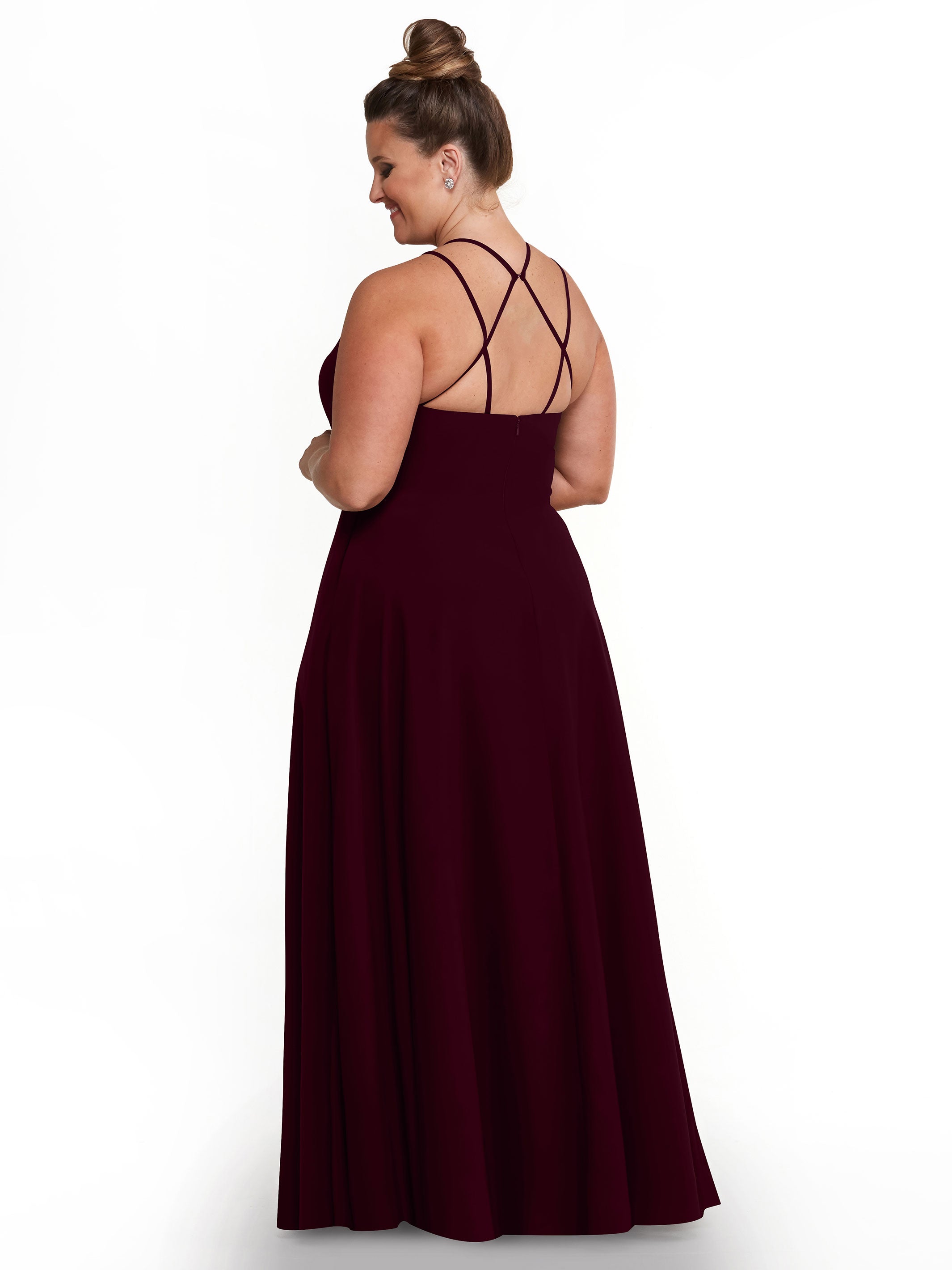 Elegant 83006 Stretch Chiffon A-Line Bridesmaid Dress with Halter Neckline - Perfect for Weddings, Formal Events & Special Occasions