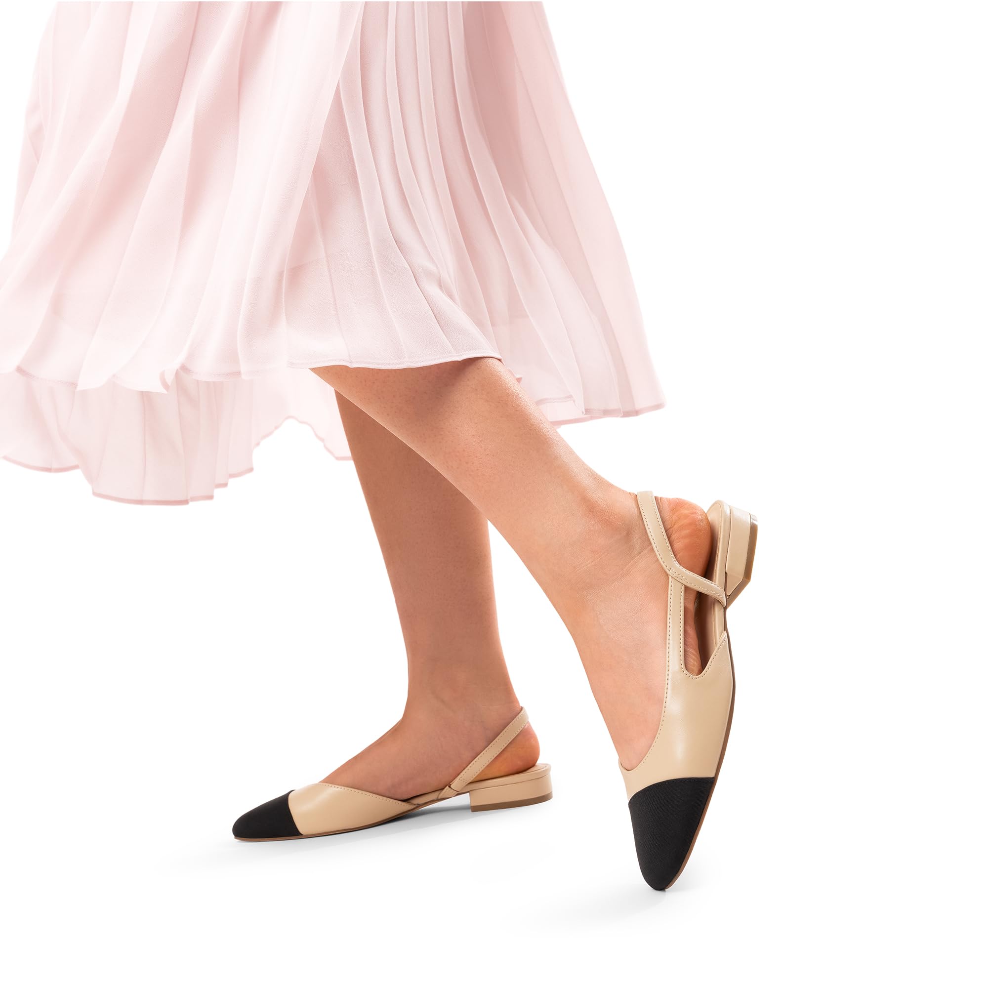DREAM PAIRS Women's Square Toe Slingback Flats - Comfortable Low Heel Dress Shoes for Work, Office & Party | Casual & Dressy Women's Shoes for Everyday Wear