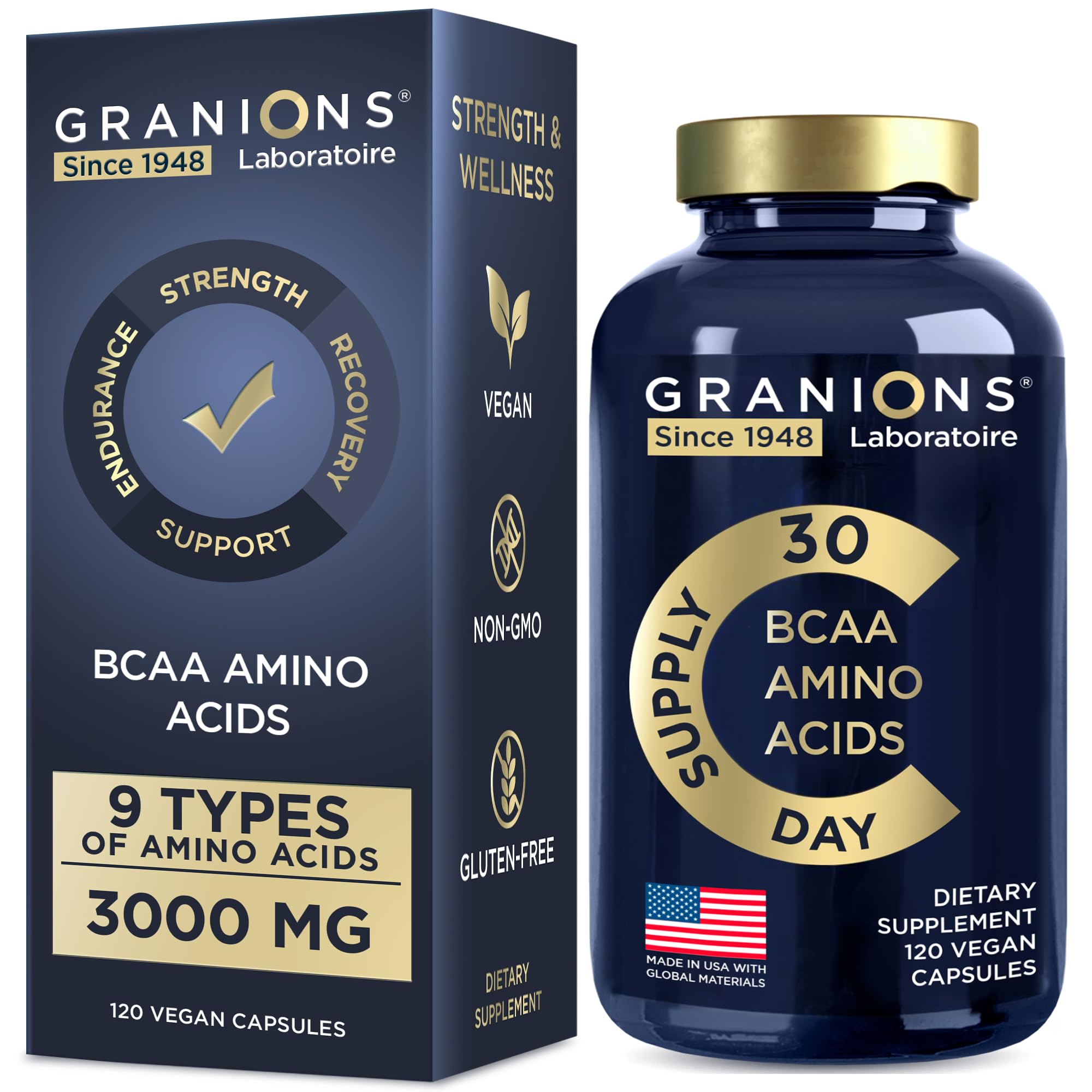 Premium Essential Amino Acids (EAA) Supplement with All 9 BCAAs - Vegan Muscle Recovery Formula for Men & Women - Leucine, Lysine, Tryptophan for Energy & Performance - 120 Capsules - Ideal for Workout Recovery, Athletes & Fitness Enthusiasts
