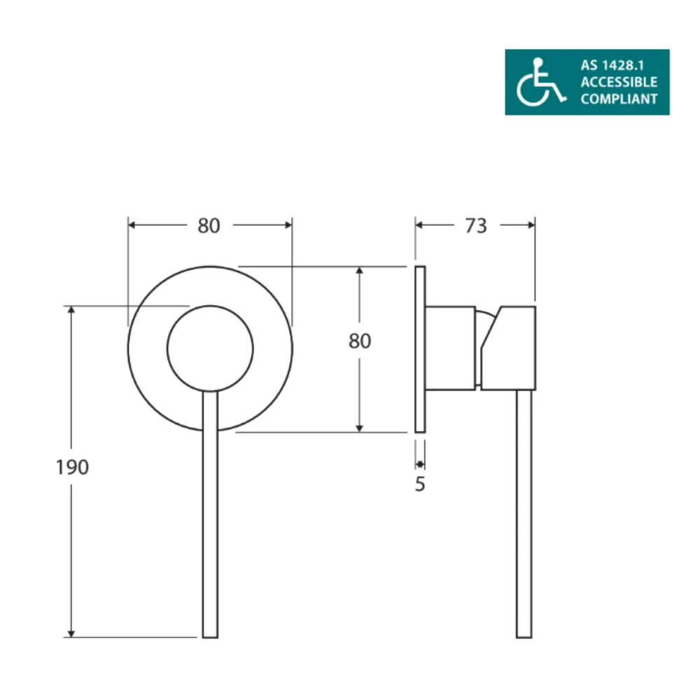 Fienza 225101AD Matte Black Wall Mounted Basin Mixer with Round Plate - Modern Bathroom Faucet for Sink, Vanity, and Powder Room (Ideal for Home, Hotel & Commercial Use)