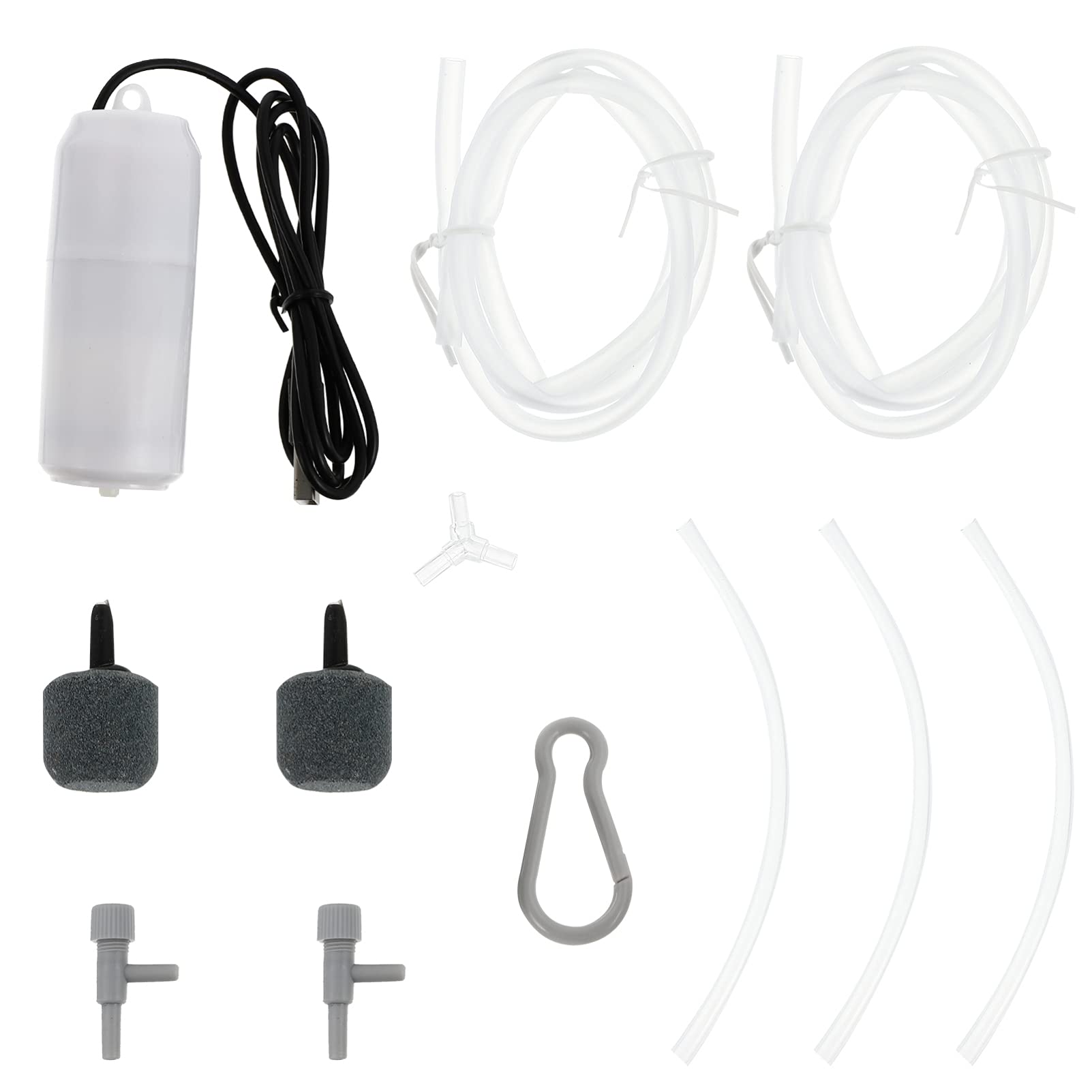 TEHAUX Ultra Silent USB Aquarium Air Pump - Energy Saving Oxygen Pump for Fish Tanks with Air Stone & Silicone Tube (White) | Perfect for Home Aquariums, Fish Breeding, and Hydroponic Systems