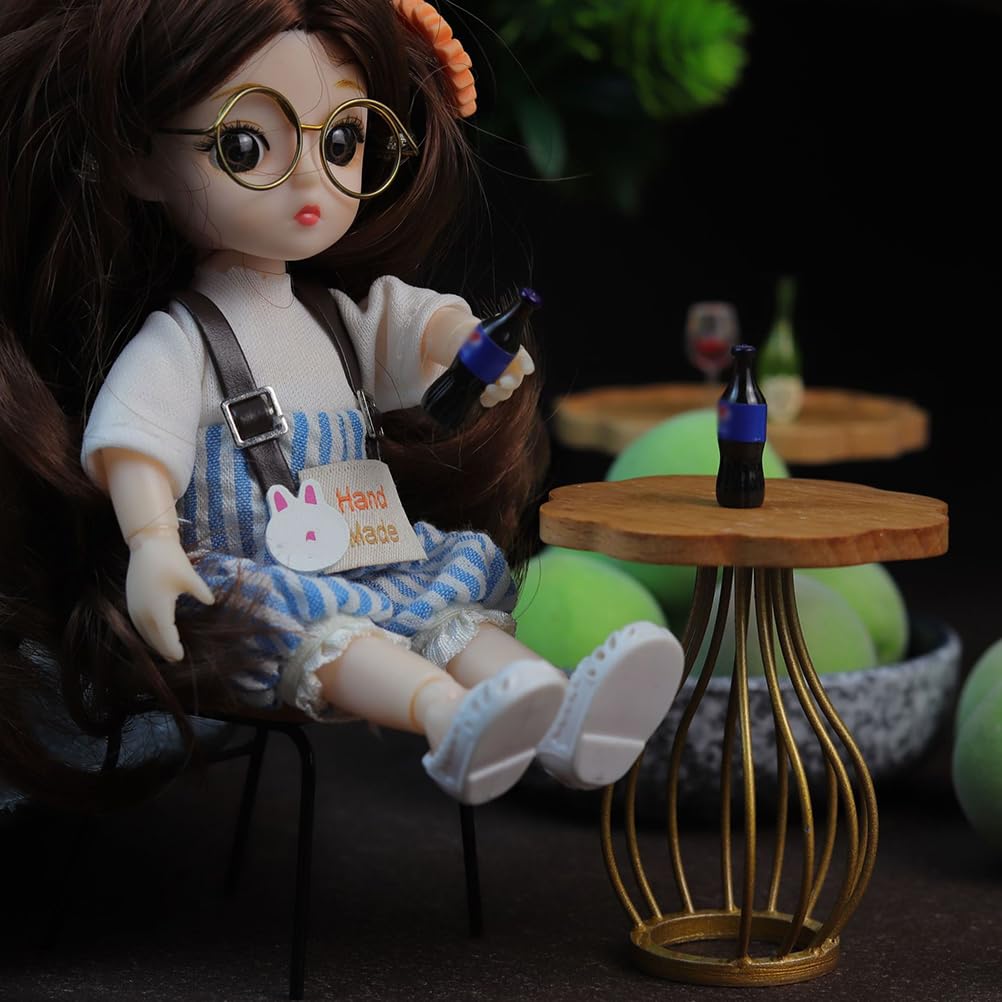 LOGOFUN 1:12 Scale Dollhouse Side Table - Wooden Miniature End Table, Tea Desk Model for Dollhouse Furniture, Decorations & Accessories - Perfect for Dollhouse Displays, Miniature Room Settings & Collectors