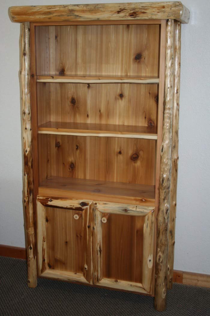 Rustic Cedar Wood Bookshelf - Handmade Solid Wood Bookcase for Home & Office - Perfect for Living Room, Bedroom, and Study Decor