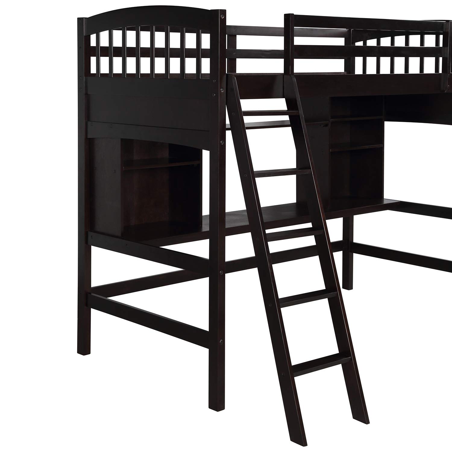 Twin Size Loft Bed with Desk for Kids & Teens - Espresso Finish, Space-Saving Study & Sleep Solution for Small Bedrooms