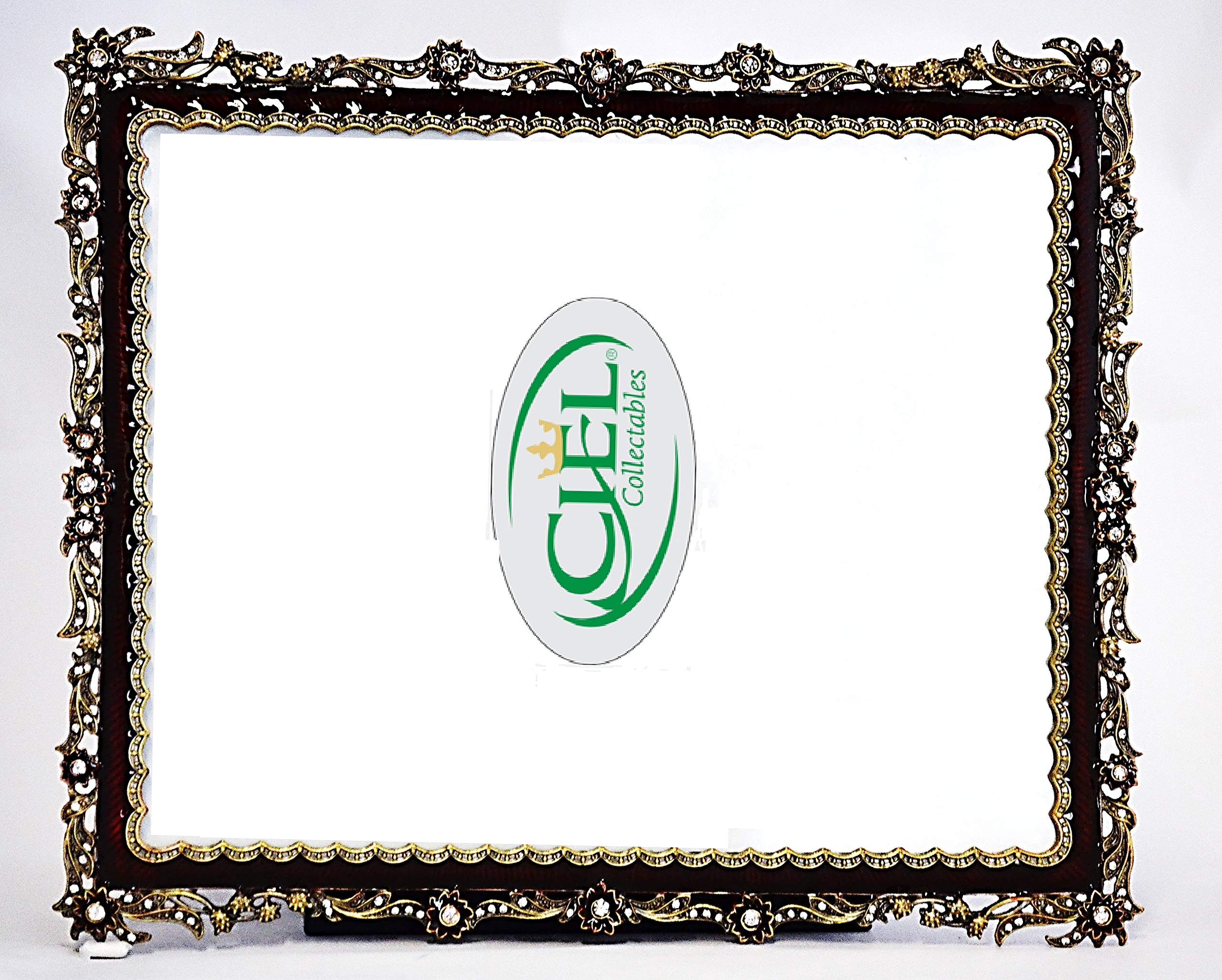Jana Picture Frame - Handmade with Austrian Crystals & Enamel, Metal Back - Elegant Home Decor for Wall Display & Photo Showcase
