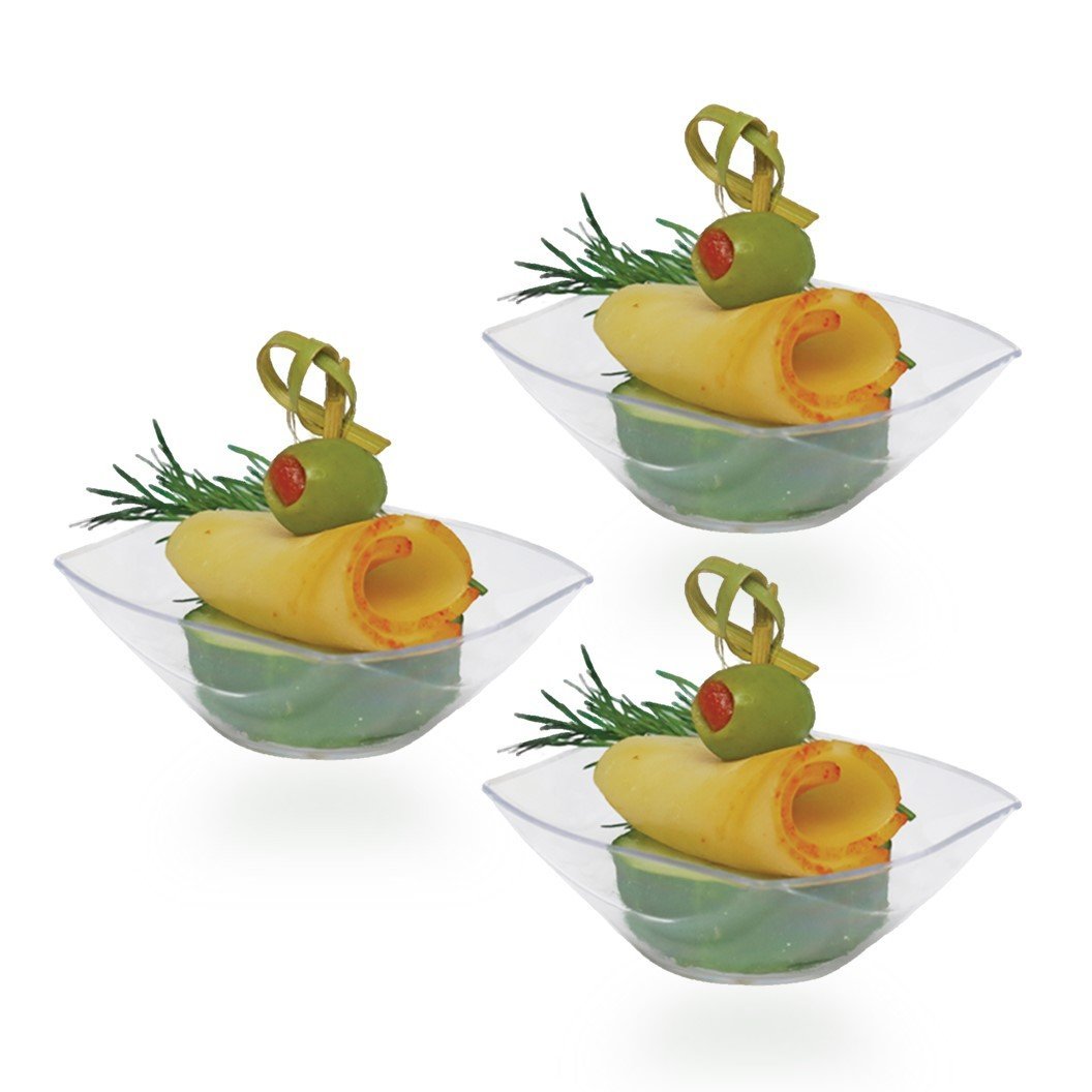 1.5 oz Clear Plastic Mini Wavy Bowls - Pack of 12 - Perfect for Snacks, Candies, Nuts, and Party Appetizers