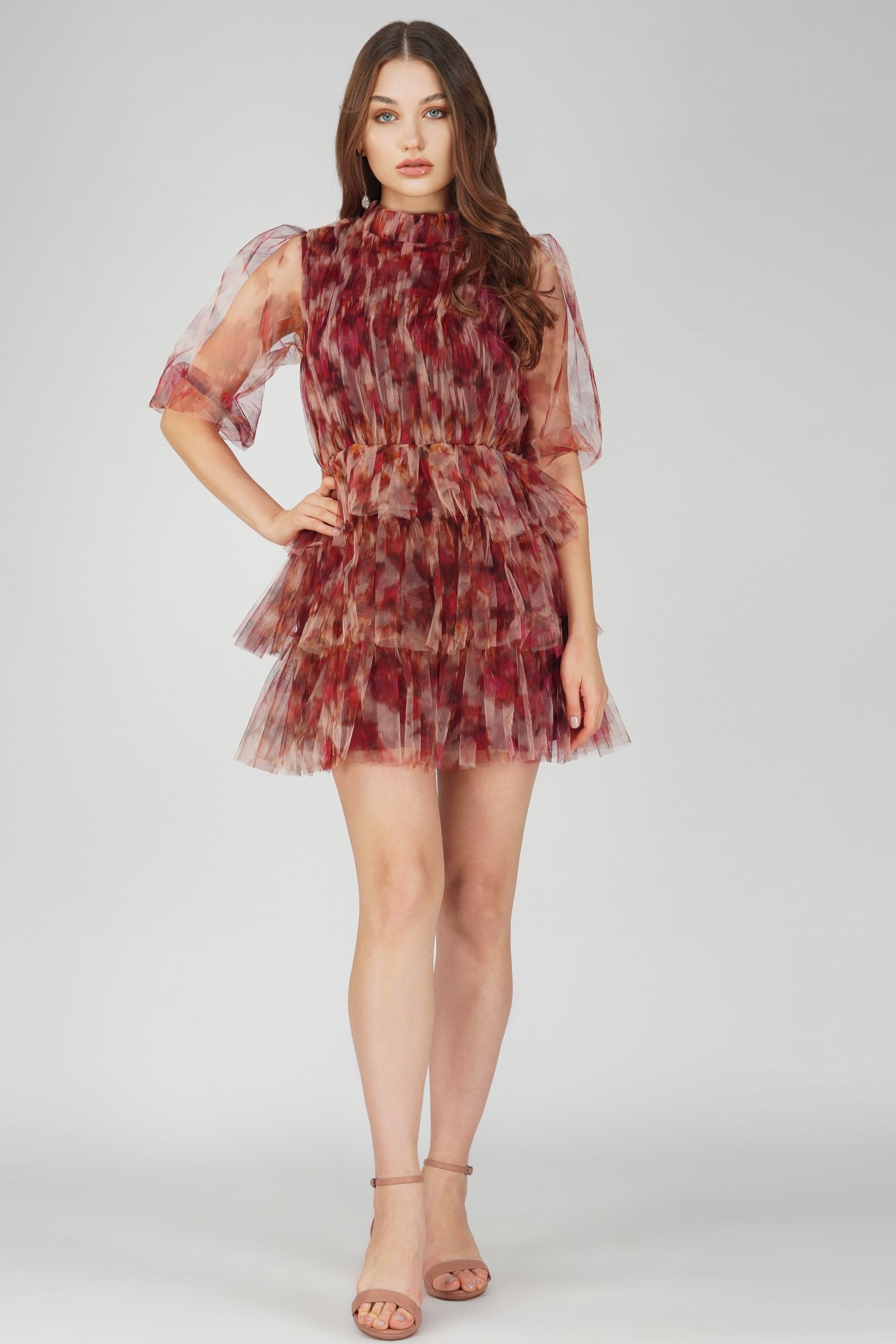 Nalani Rose Floral Mini Dress for Women - Summer Boho Flowy Short Dress with V-Neck & Ruffle Sleeves - Perfect for Beach Vacation, Party, and Date Night