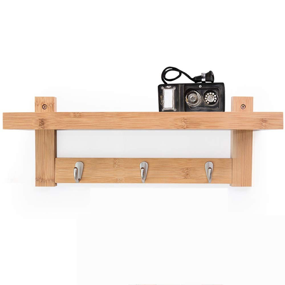 Wall-Mounted Bamboo Coat Rack with 3 Hooks - Space Saving Hallway Organizer for Hats, Jackets & Accessories | Natural Wooden Clothes Hook for Living Room, Bedroom & Entryway Decor