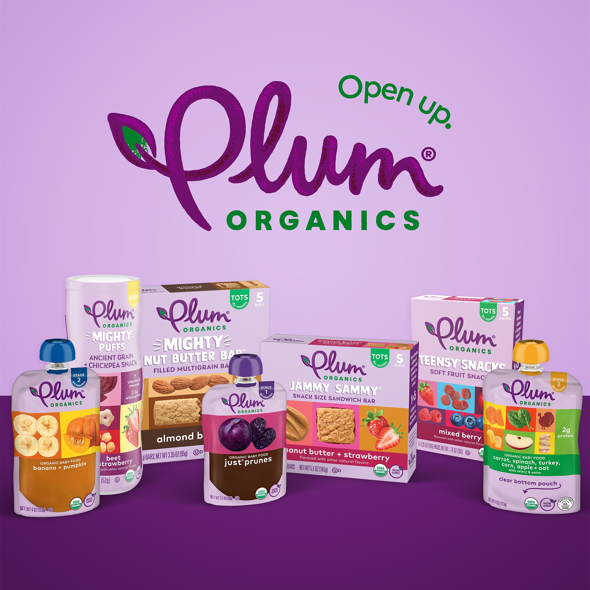 Organic Plum Teensy Snacks Soft Fruit Snacks - Mixed Berry Flavor - 5 Count (Pack of 8) - Healthy Toddler & Kids Snacks for School, Travel & On-the-Go