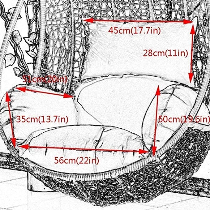 HCZION Egg Chair Cushion Cover - Replacement Swing Chair Cushion Pads for Hanging Basket Chairs - Soft Gray Fabric - Perfect for Indoor/Outdoor Patio, Garden, and Porch Relaxation