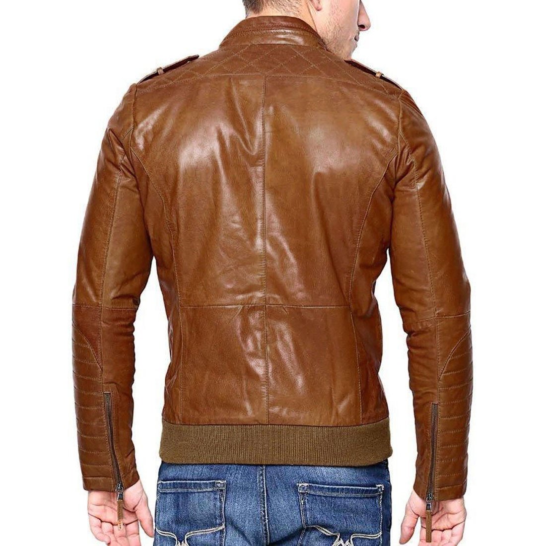 Premium SID Men's Tan Brown Lambskin Leather Jacket - Stylish Bomber Coat & Biker Jacket for Men | Perfect for Motorcycle Riding, Casual Outfits & Night Out Looks