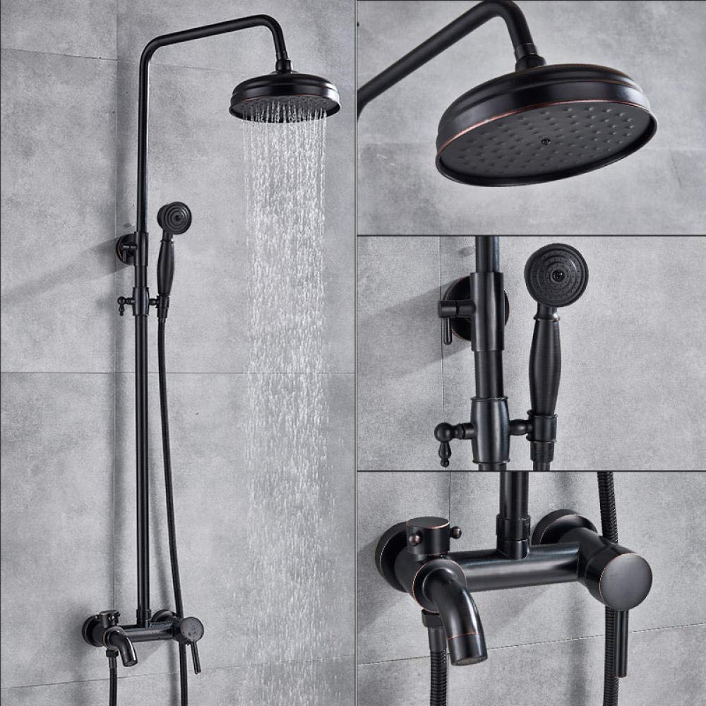 Chrome Rainfall Shower Faucet Set - Wall Mounted Bathroom Shower System with Single Handle 3-Way Mixer Tap - Bronze & Black Finish - Perfect for Modern Bathroom Renovations and Spa-Like Shower Experiences