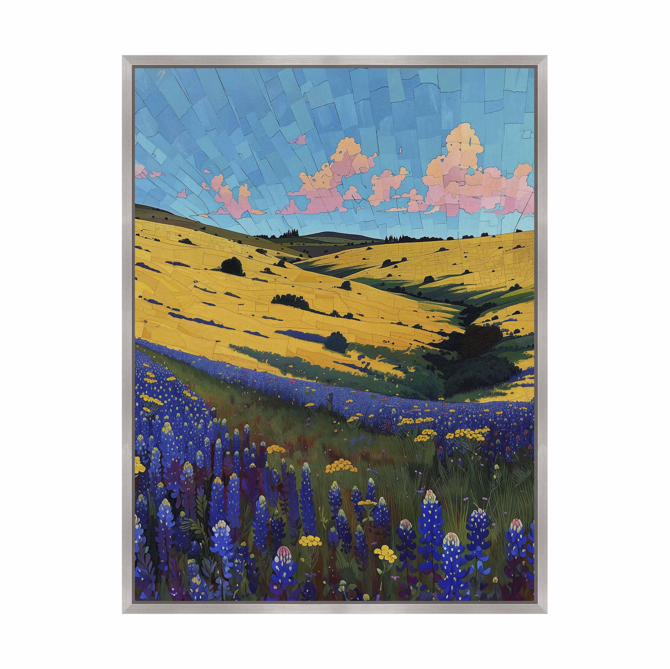 Bluebonnet Breeze I Gallery Wrapped Canvas Print - Vibrant Floral Wall Art for Living Room, Bedroom & Office Decor