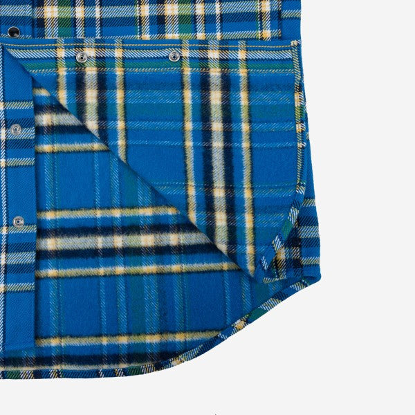 Iron Heart IHSH-370 Ultra Heavy Flannel Tartan Check Western Shirt for Men - Blue Plaid Workwear Shirt | Durable & Warm for Outdoor, Ranch Work & Casual Wear