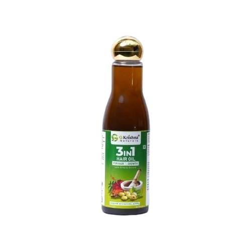 G Krishna Naturals 3-in-1 Herbal Hair Oil with 32 Herbs Extract | Natural Hair Growth Treatment for Strong & Healthy Hair | Reduces Hair Fall & Repairs Damage | For Women & Men | 200ml | Perfect for Daily Hair Care & Scalp Massage