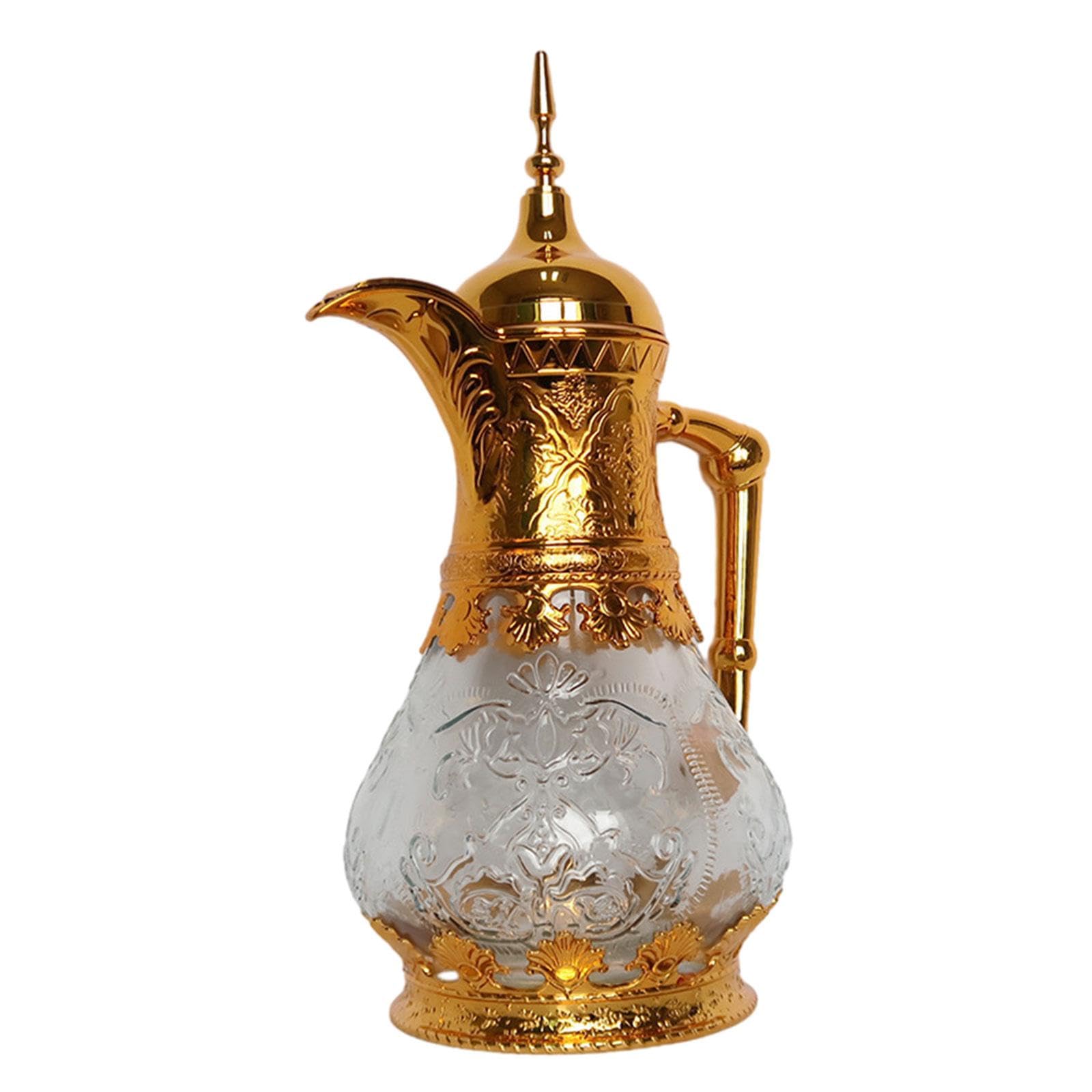 Premium 6L Stainless Steel Arabic Coffee Pot with Thermal Insulation - Elegant Gold Design for Serving Traditional Turkish/Gulf Coffee - Perfect for Home Entertaining, Cafes & Middle Eastern Gatherings